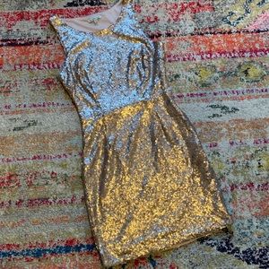 Charlotte Russe Gold Sequin Dress - M
